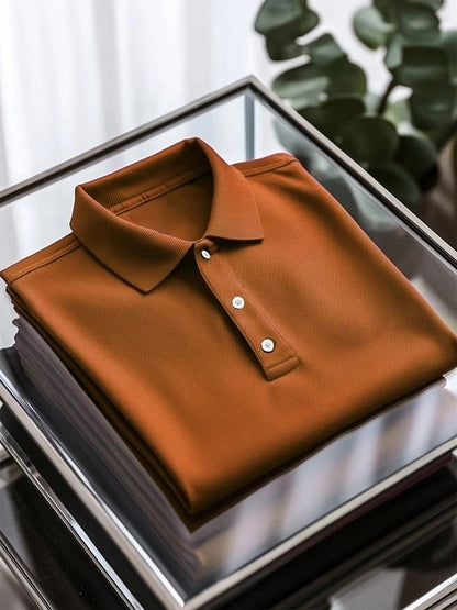 Men's Business Casual Button Short Sleeve Polo Shirt