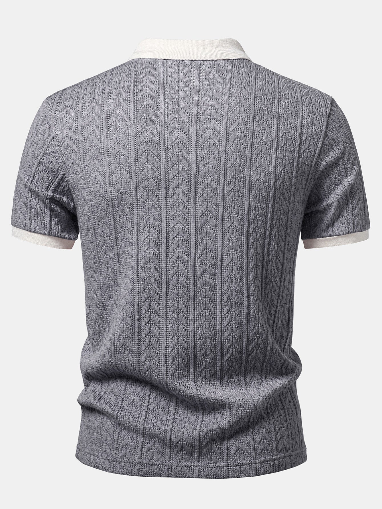 Wheat Ear Jacquard Zipper Knit Polo
