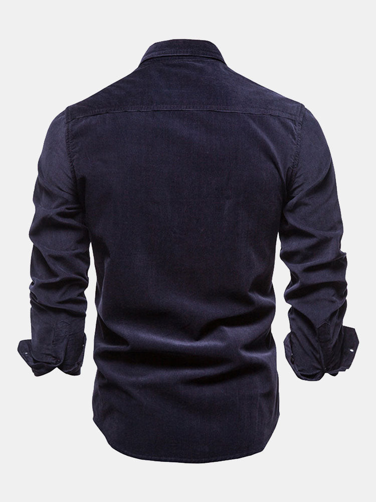 Regular Fit Cotton Corduroy Shirt With Pockets