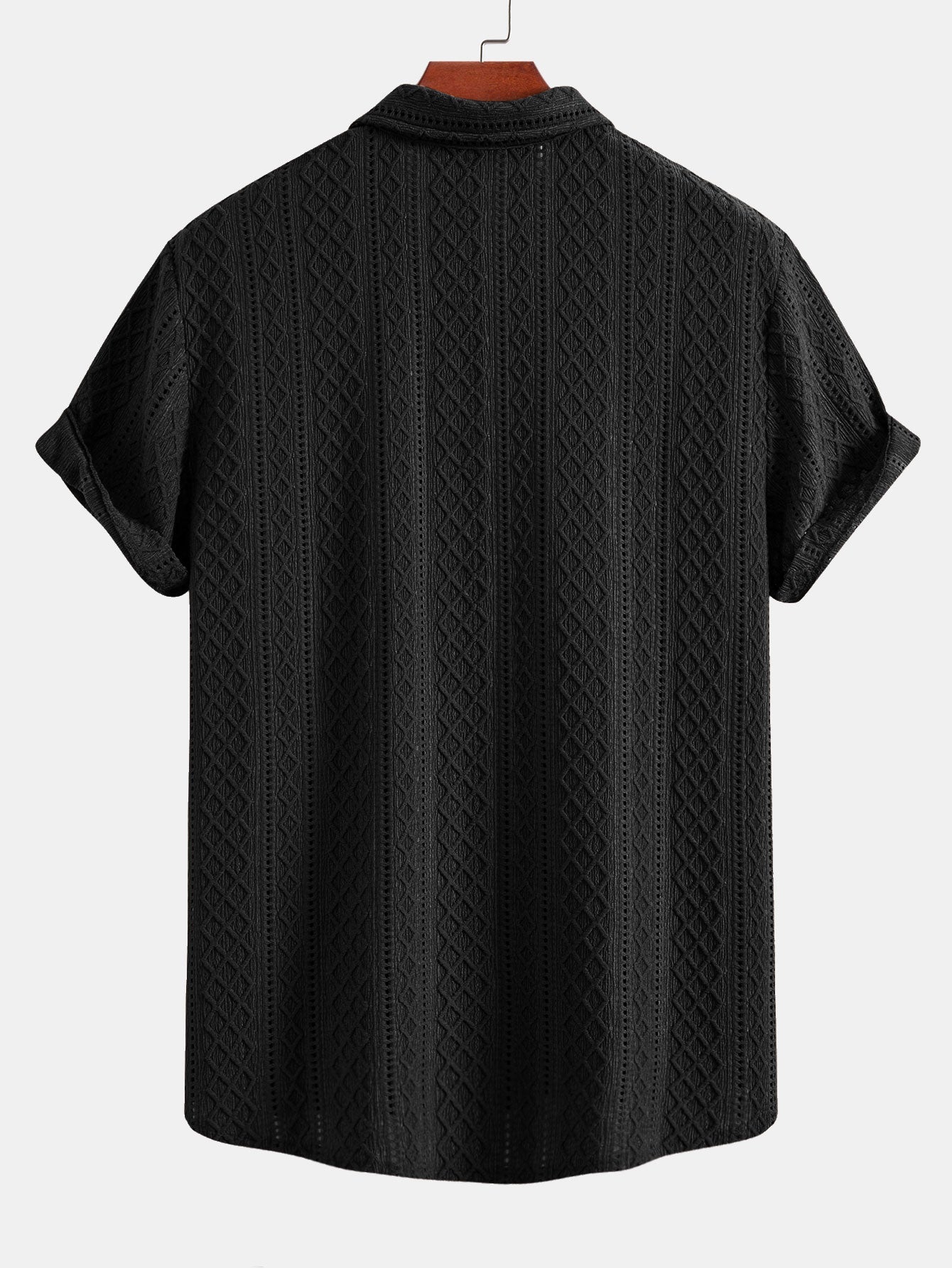 Geometry Rhombus Jacquard Button Up Shirt