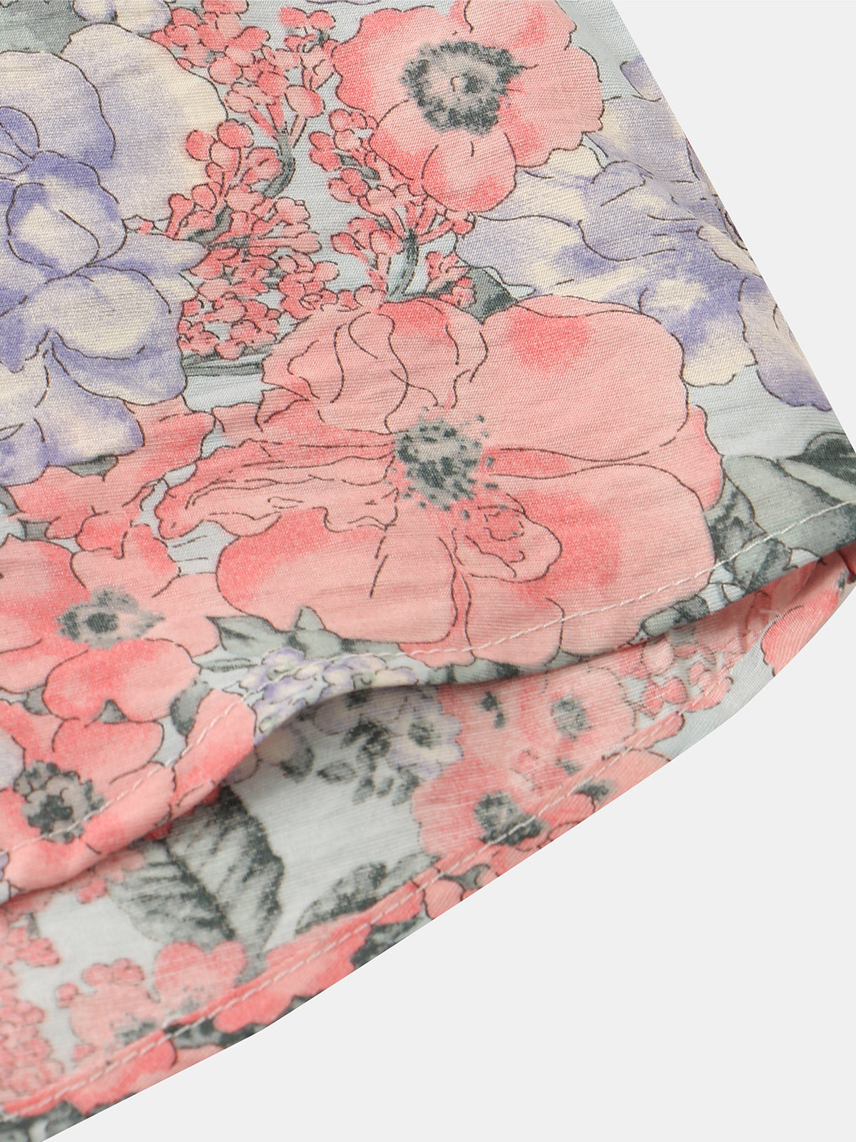 Men's Vintage Floral Print Summer Casual Pink Short Sleeve Shirt