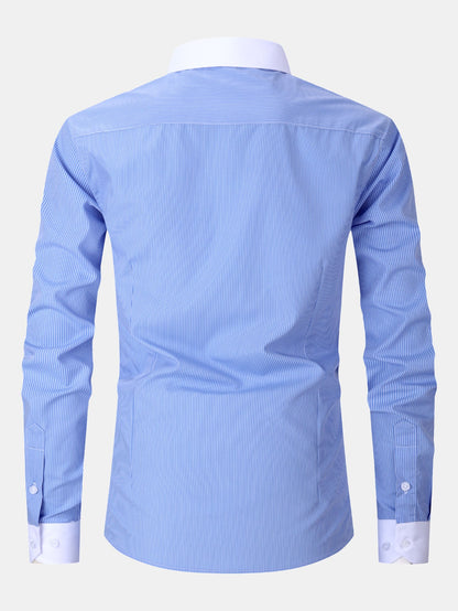 Stripe Contrast Collar Dress Shirt