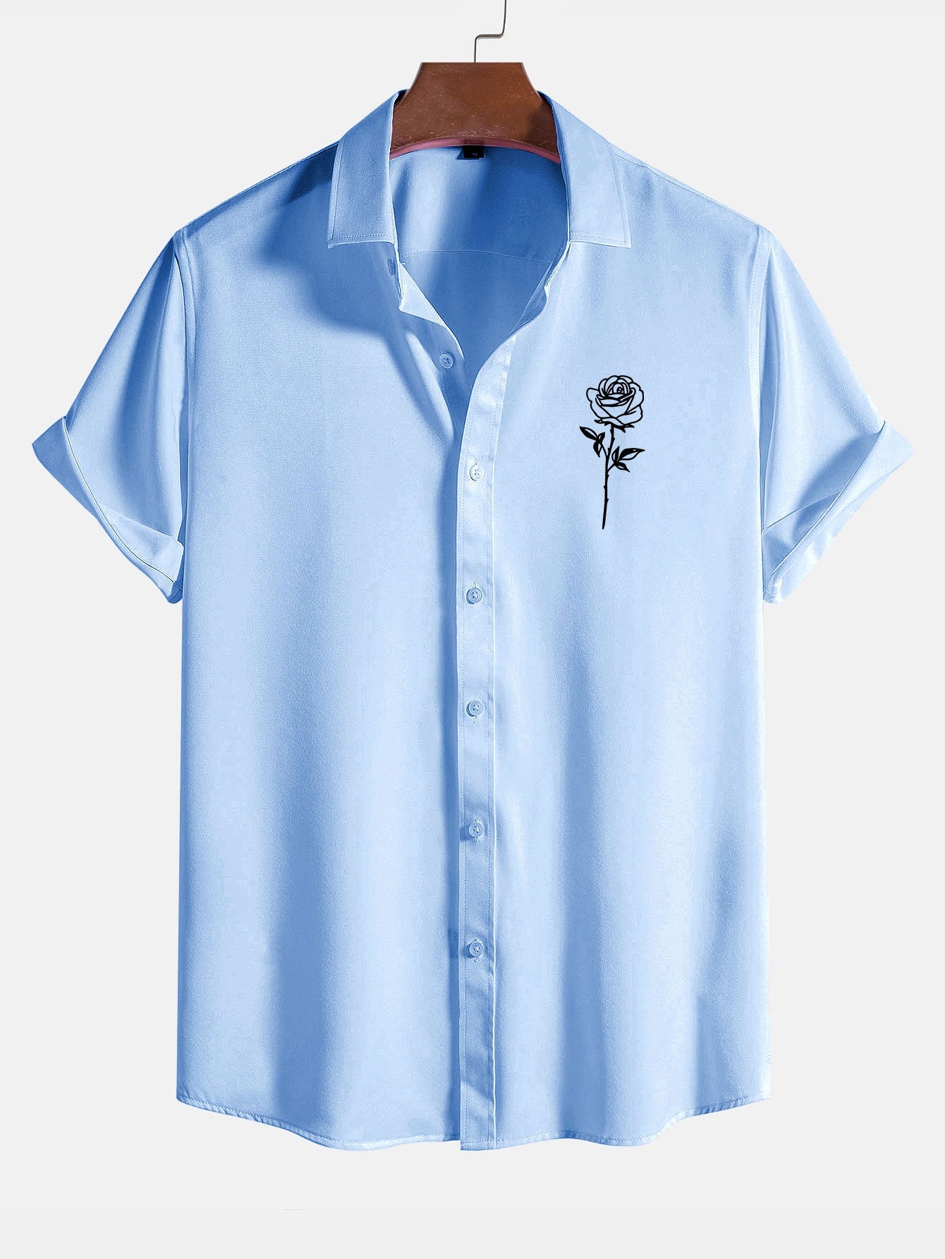Rose Print Short Sleeve Shirts