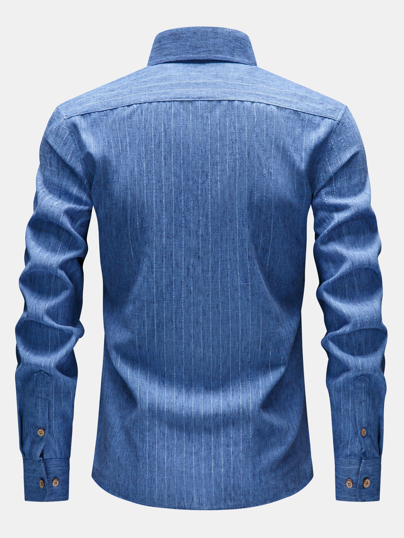 Long Sleeve Stripe Linen Look Button Up Shirt