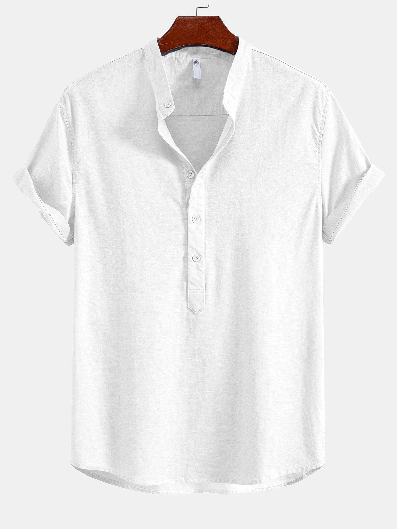 Half Open Collar Linen Shirt
