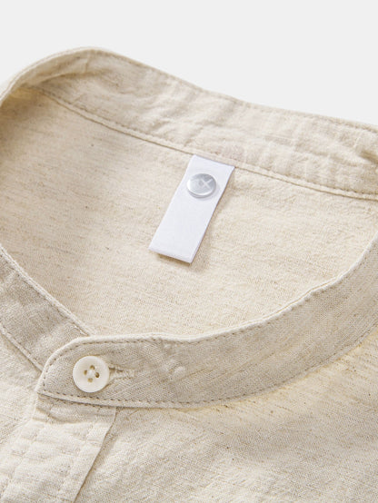 Stand Collar Linen Shirt