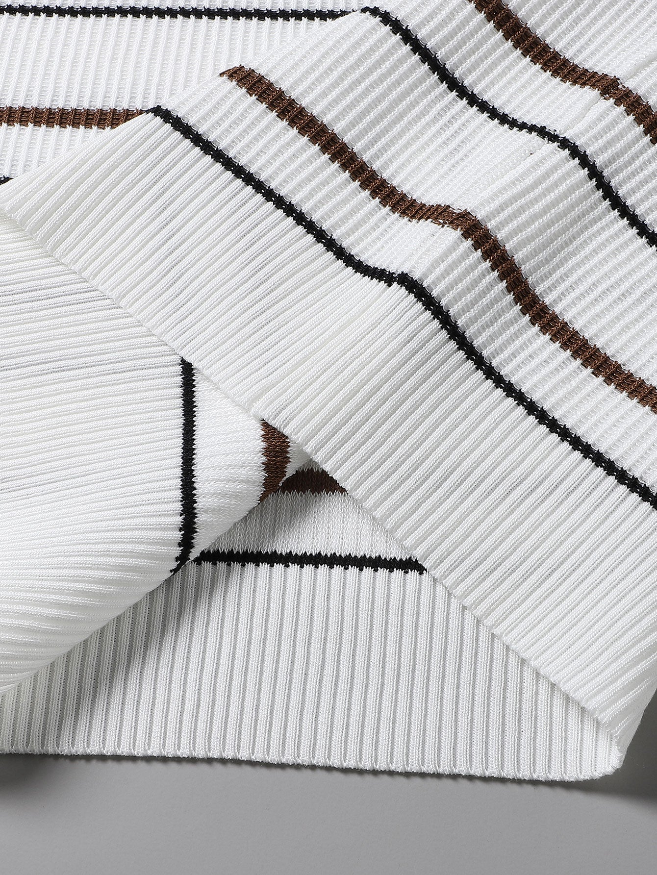 Stripe Waffle Zipper Knit Polo