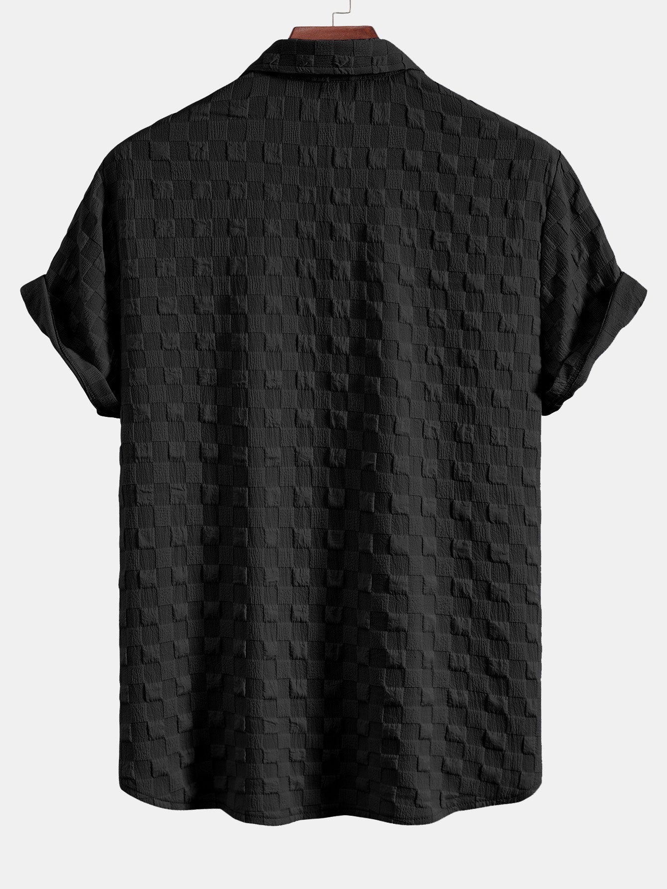 Checkerboard Textured Button Up Shirt
