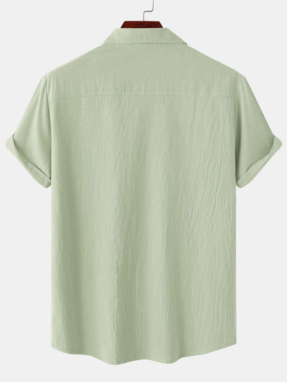 Man Button Up Shirt With Patch Pockets