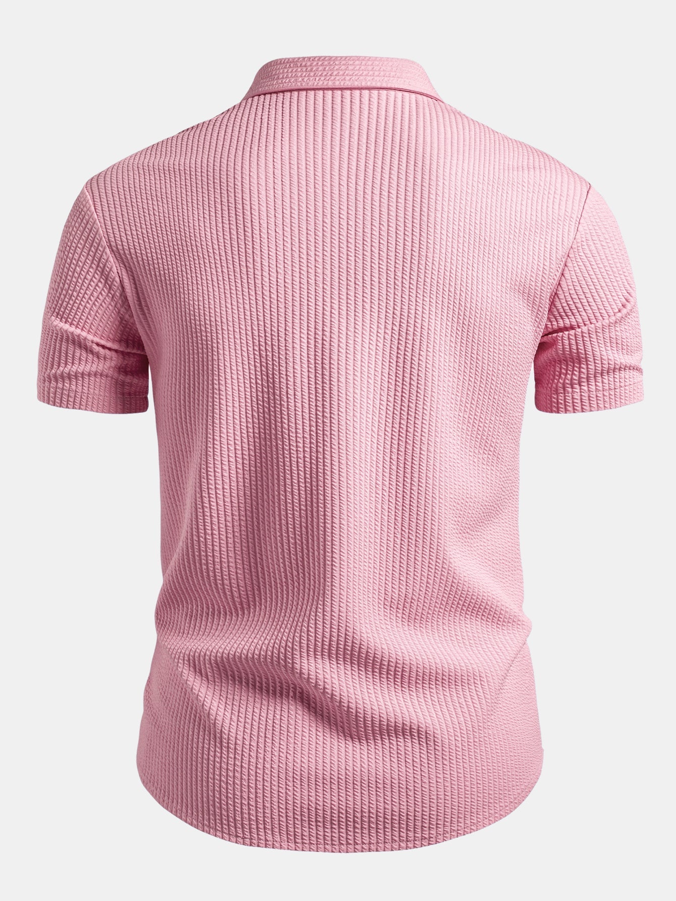 Muscle Fit Ribbed Button Up Shirt