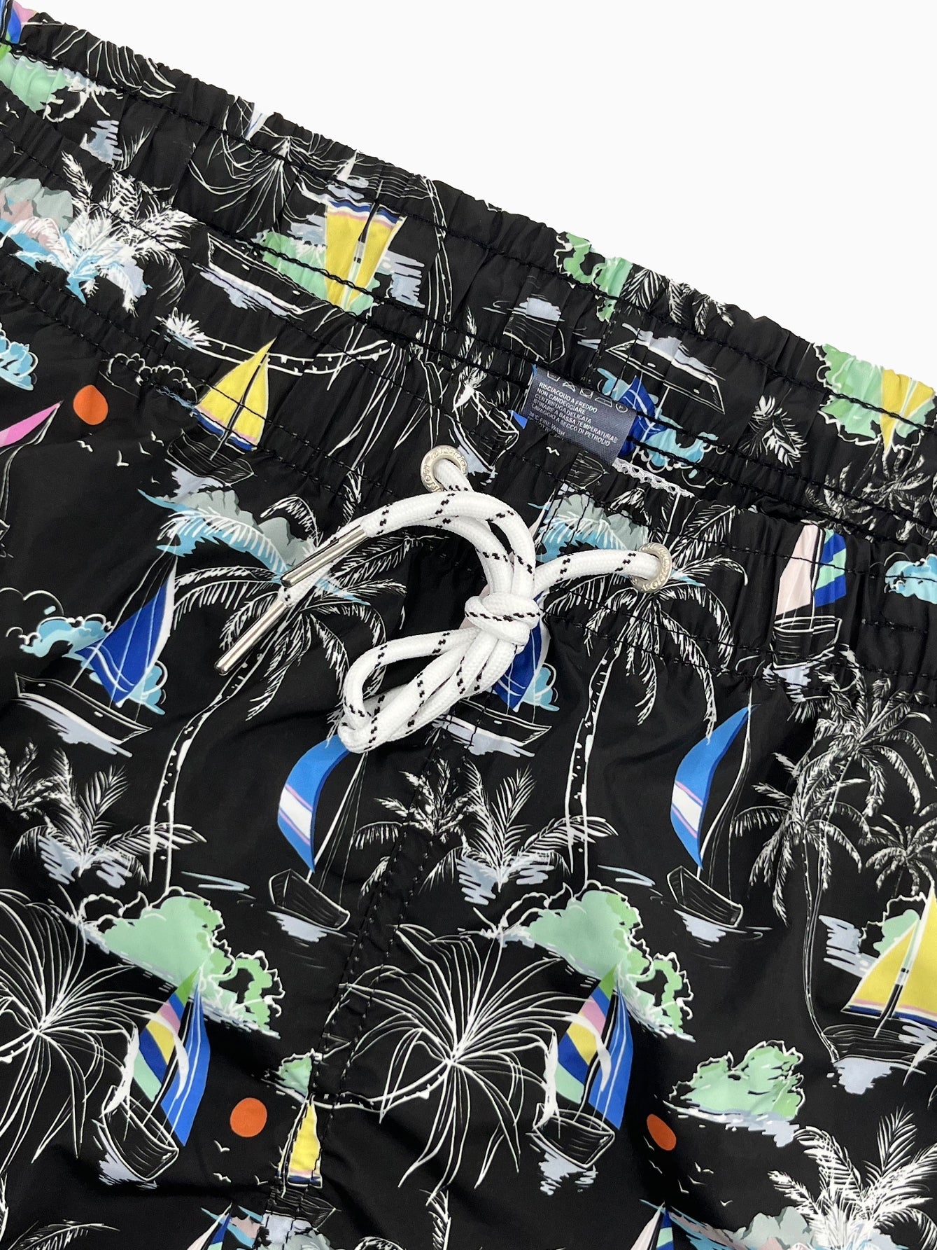 Palm Tree Sailboat Print Swim Shorts