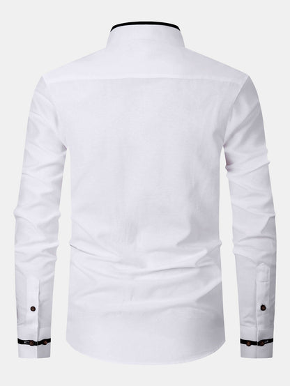 Long Sleeve Contrast Stand Collar Shirt