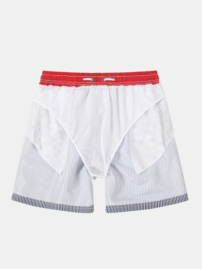 Vertical Striped Drawstring Swim Shorts