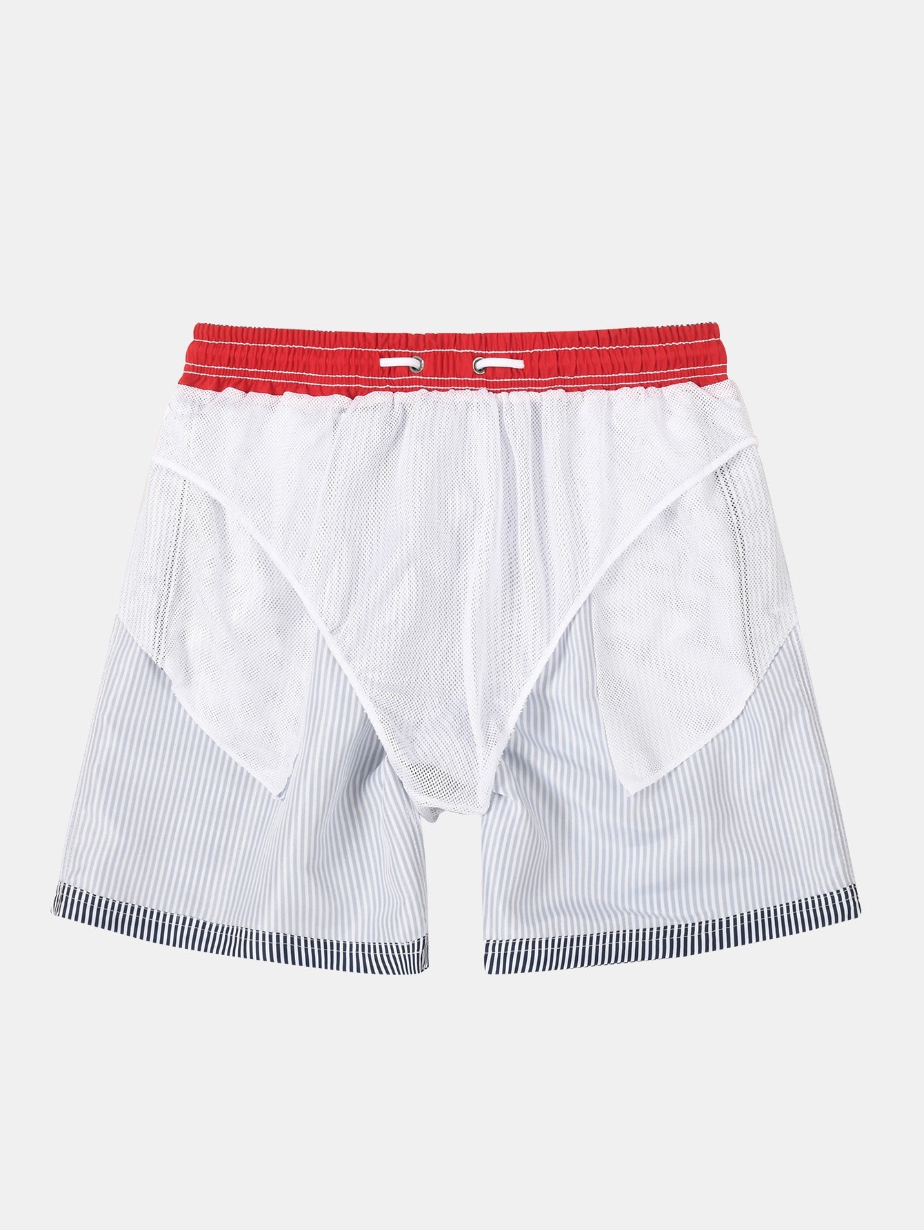 3 Pieces Vertical Striped Drawstring Swim Shorts