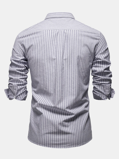 Cowboy Embroidery Cotton Stripe Shirt