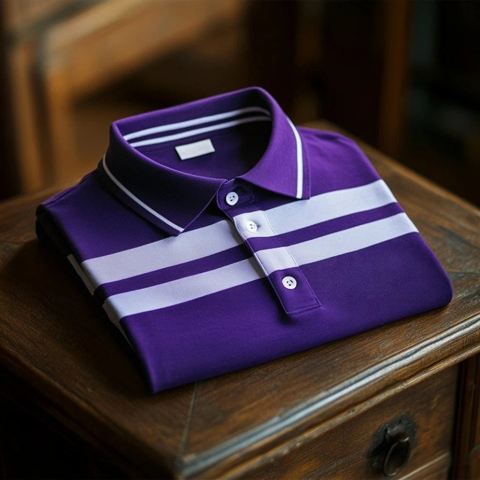 Men's Business Casual    Embroidered Button Short Sleeve Polo Shirt