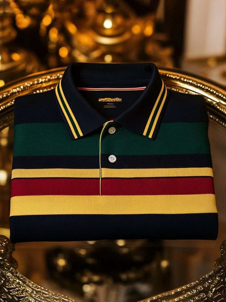 Men's Business Casual Logo Button Short Sleeve Polo Shirt