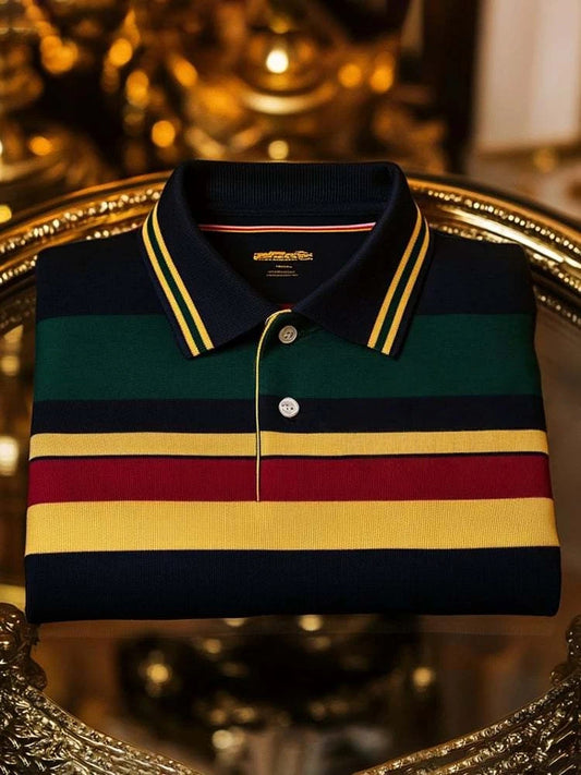 Men's Business Casual Logo Button Short Sleeve Polo Shirt