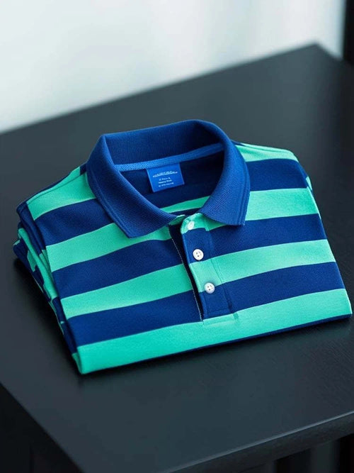 Men's Business Casual Logo Button Short Sleeve Polo Shirt