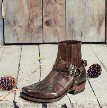 Vintage Western Embroidered Burnout Chelsea Boots