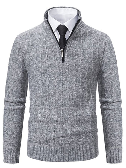 Men's Fashionable Velvet Thickened Warm Zipper Design Sweater