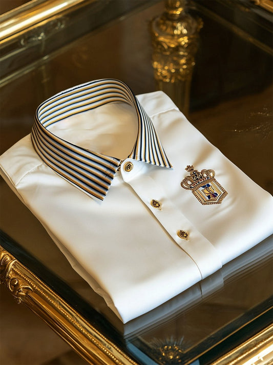 Men's Satin Luxury Business Striped Short Sleeve Button Shirt