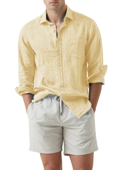 JMIERR Men's Cotton Linen Casual Stylish Button Down Shirt Long Sleeve Dress Shirts