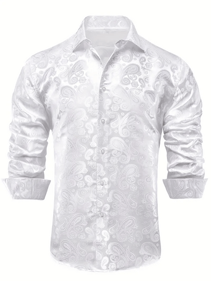 Men's Silk Business Luxury Design Printed Long Sleeve Shirt