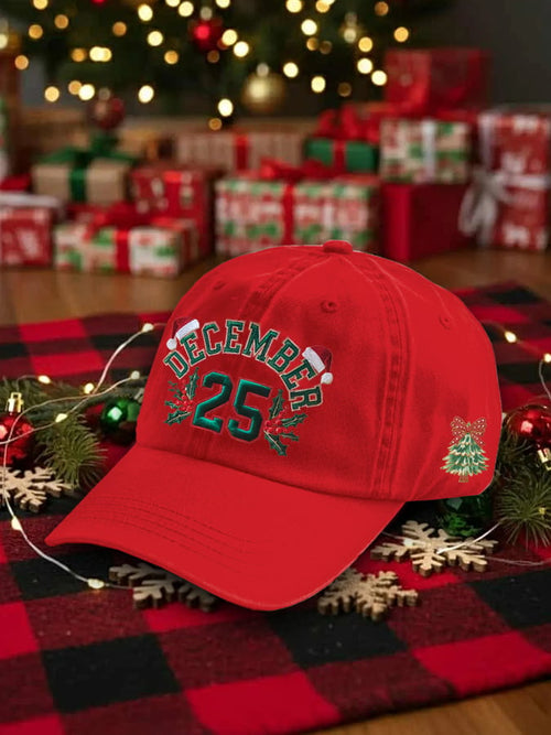 Retro Christmas December 25 Print Baseball Cap