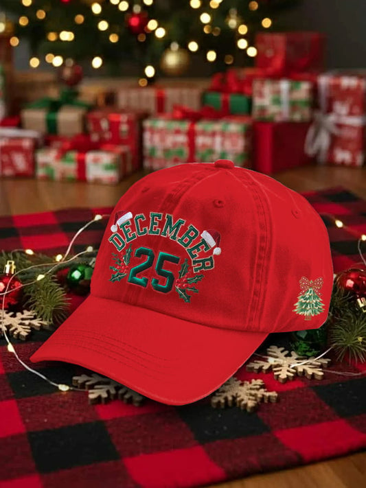 Retro Christmas December 25 Print Baseball Cap