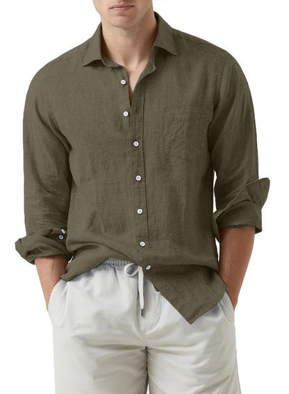 JMIERR Men's Cotton Linen Casual Stylish Button Down Shirt Long Sleeve Dress Shirts
