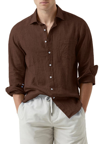 JMIERR Men's Cotton Linen Casual Stylish Button Down Shirt Long Sleeve Dress Shirts