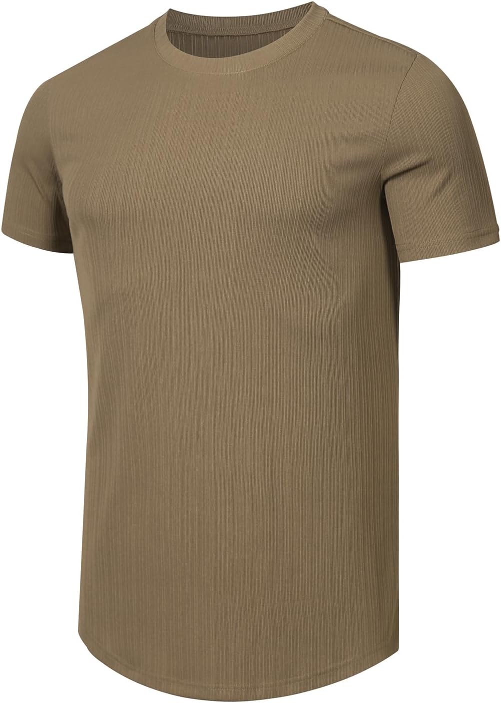JMIERR Men's Muscle T Shirt Crewneck Short Sleeve Slim Fit Longline Ribbed Knit Stretch Workout Tee Shirts