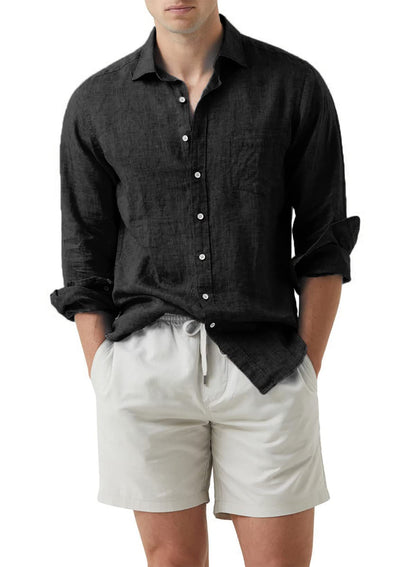 JMIERR Men's Cotton Linen Casual Stylish Button Down Shirt Long Sleeve Dress Shirts