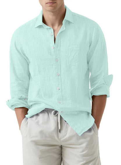 JMIERR Men's Cotton Linen Casual Stylish Button Down Shirt Long Sleeve Dress Shirts