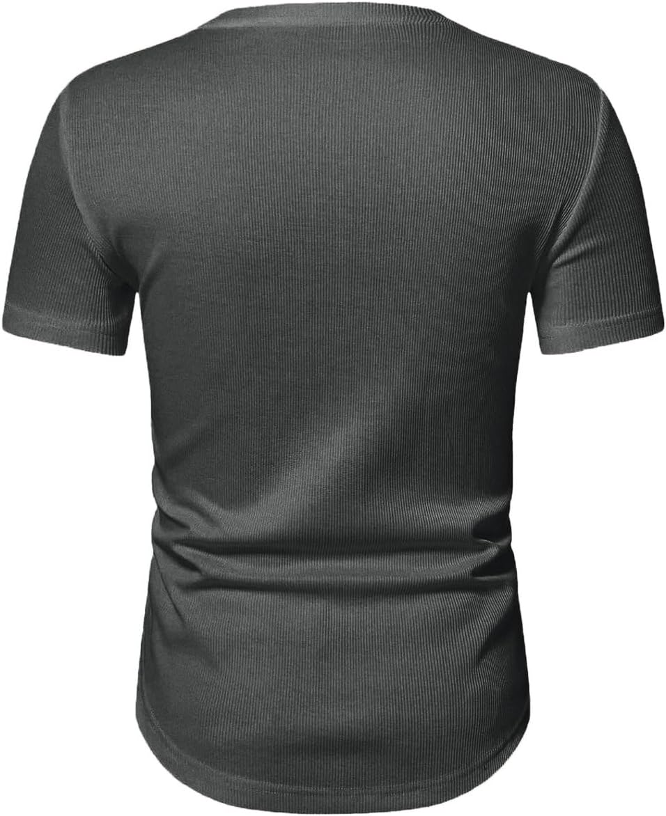 JMIERR Mens Muscle Slim T Shirt V-Neck Longline Henley Shirt Gym Workout Athletic Tee Shirts
