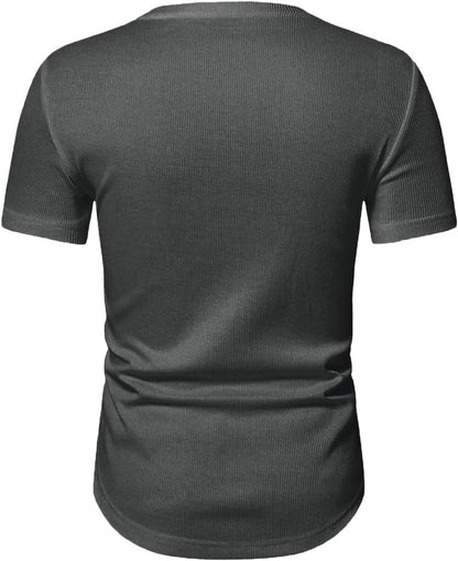 JMIERR Mens Muscle Slim T Shirt V-Neck Longline Henley Shirt Gym Workout Athletic Tee Shirts