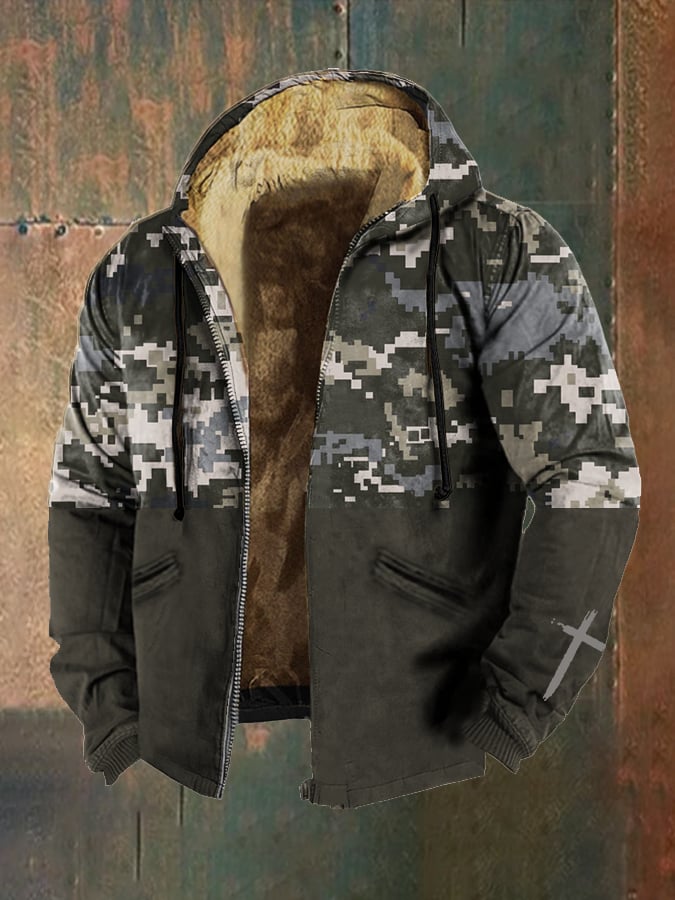 Men's Camouflage Retro Hooded Zip Jacket