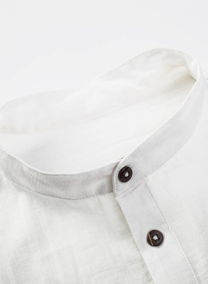 JMIERR Mens Cotton Linen Henley Shirt Casual Button Down Short Sleeve Tropical Shirts Summer Beach T Shirts