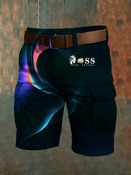 Men's Retro Letter Print Multi-Pocket Design Cargo Shorts