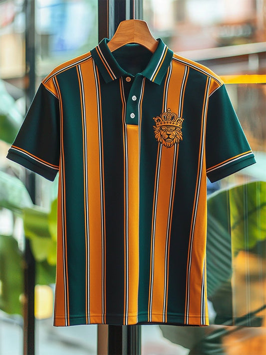 Men's Business Casual Button Short Sleeve Polo Shirt