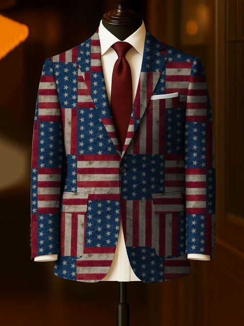 Men's Business Casual Large Pocket Print Blazers