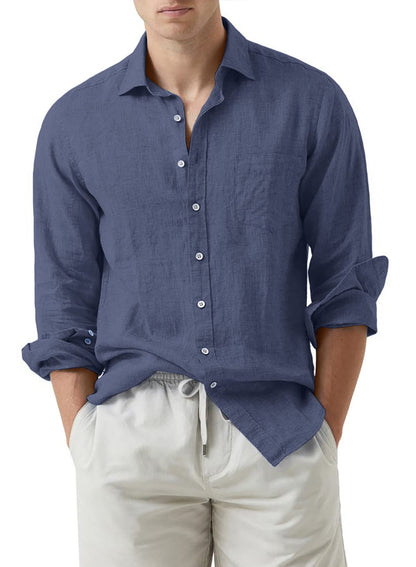 JMIERR Men's Cotton Linen Casual Stylish Button Down Shirt Long Sleeve Dress Shirts
