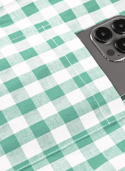 JMIERR Mens Casual Button Down Shirts Short Sleeve 100% Cotton Plaid Shirts for Men