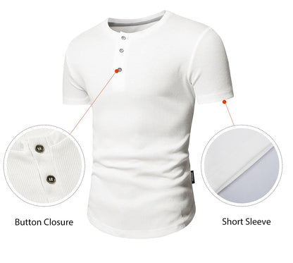 JMIERR Mens Muscle Slim Henley Shirts Crewneck Longline T-Shirt Tees with Button