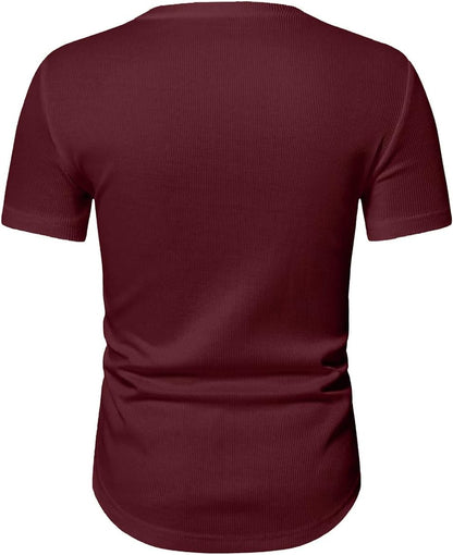 JMIERR Mens Muscle Slim T Shirt V-Neck Longline Henley Shirt Gym Workout Athletic Tee Shirts
