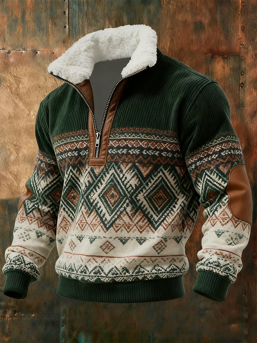 Men's Vintage Western Quarter Button Sweatshirt