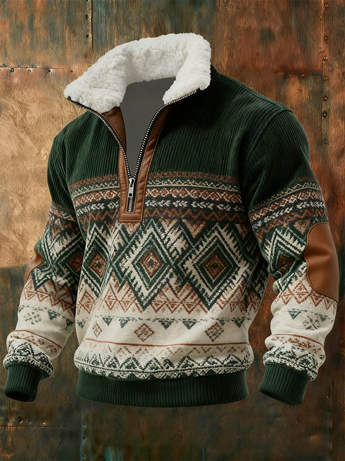 Men's Vintage Western Quarter Button Sweatshirt