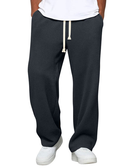 Men's Waffle Casual Loose Straight Trousers