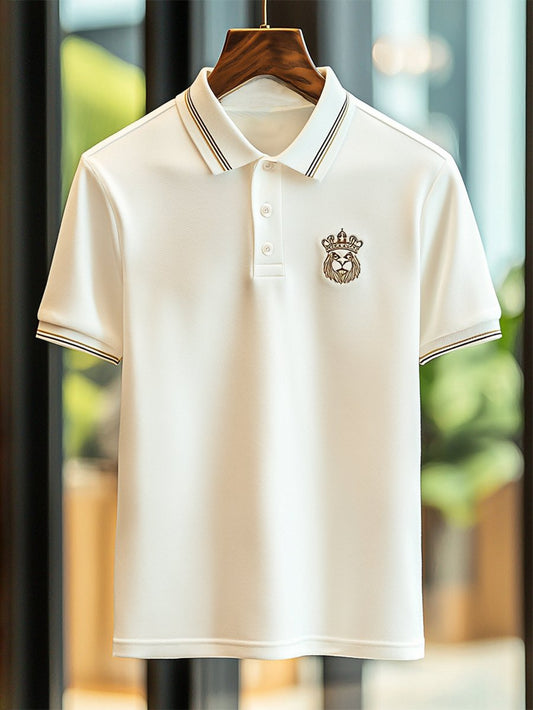 Men's Business Casual Button Short Sleeve Polo Shirt